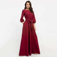 Vintage  Lantern Sleeve Elegant Bandage Floor-Length Dress