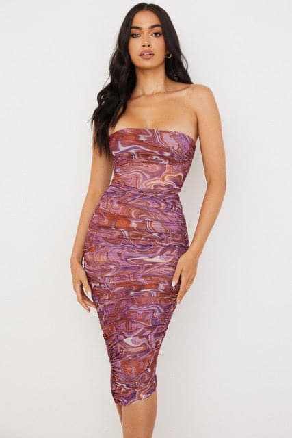 High Quality Strapless Bodycon Midi Dress