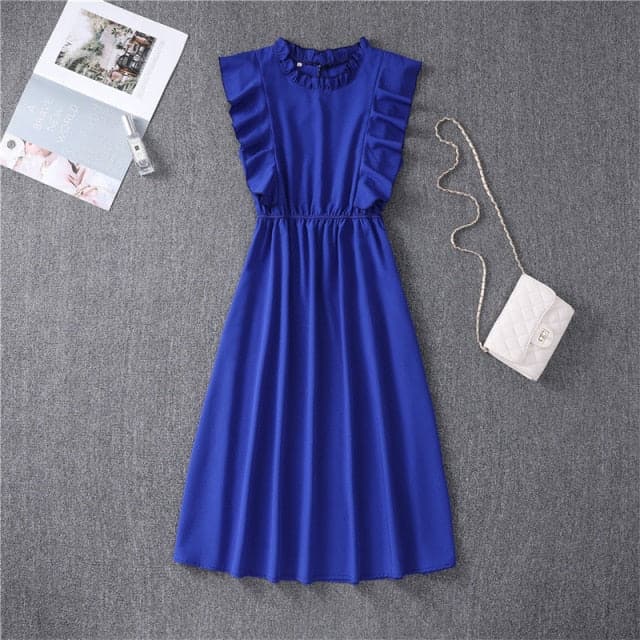 Elegant Heart Dot Sleeve Ruffles Medium Dress