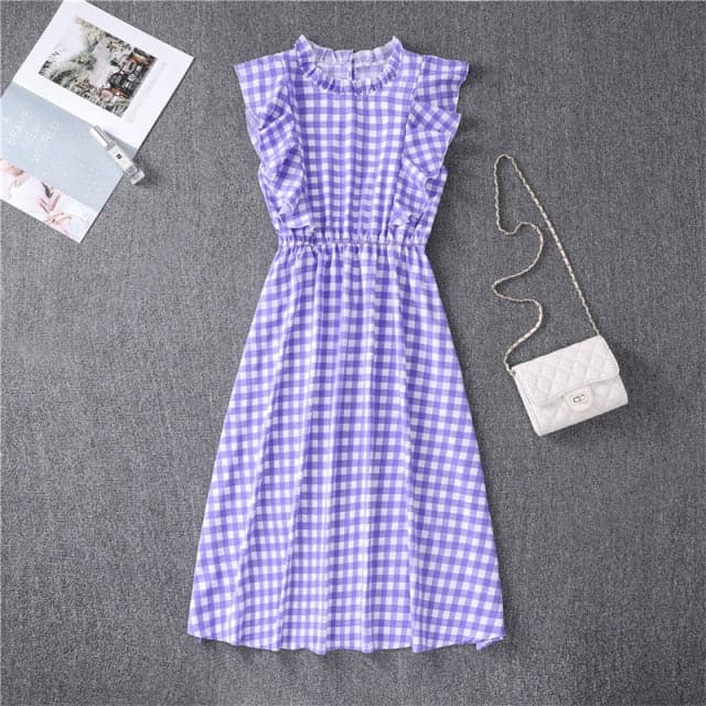 Elegant Heart Dot Sleeve Ruffles Medium Dress