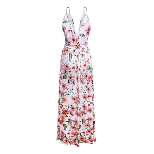 Women's Sling Floral Long Dresses arrival Summer Boho V-Neck Sleeveless  Party Beach Floarl Print  Maxi Dress Casual Sundress