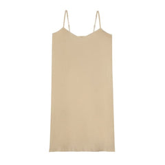 Seamless Nude Slip Dress Summer Adjustable Strap Vestidos Stretchy Bodycon Slim Midi Dress Underdress