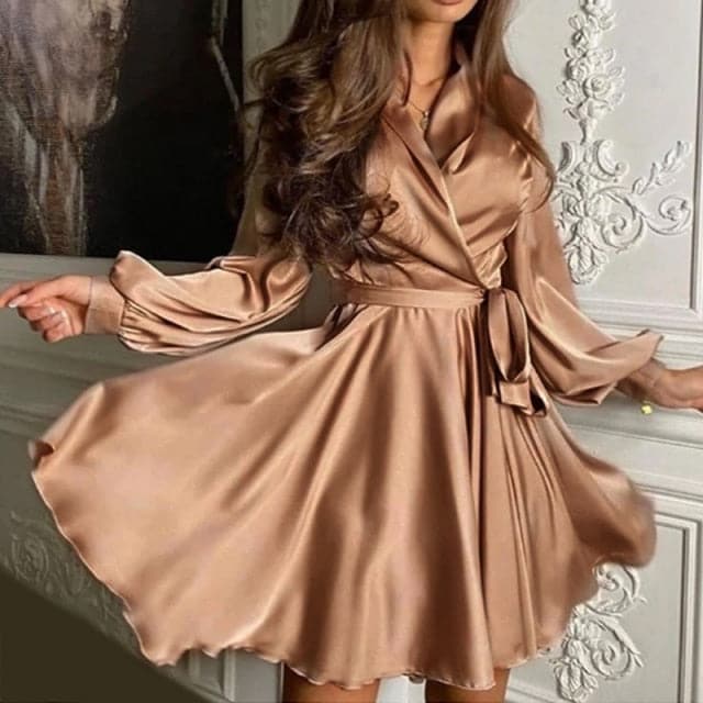 Satin Sashes A Line Mini Dress