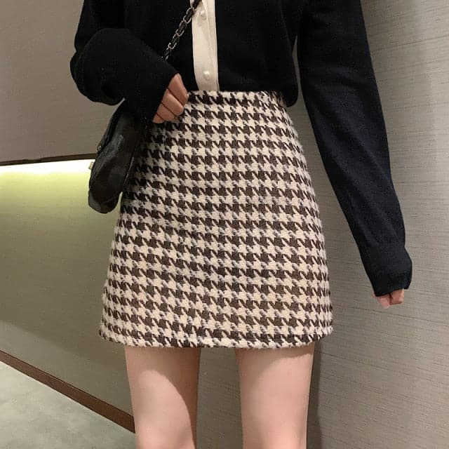 Women's Fashion Plaid High Waist Skirts