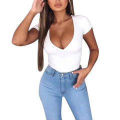 Fashion  Casual Solid Color Bodysuits