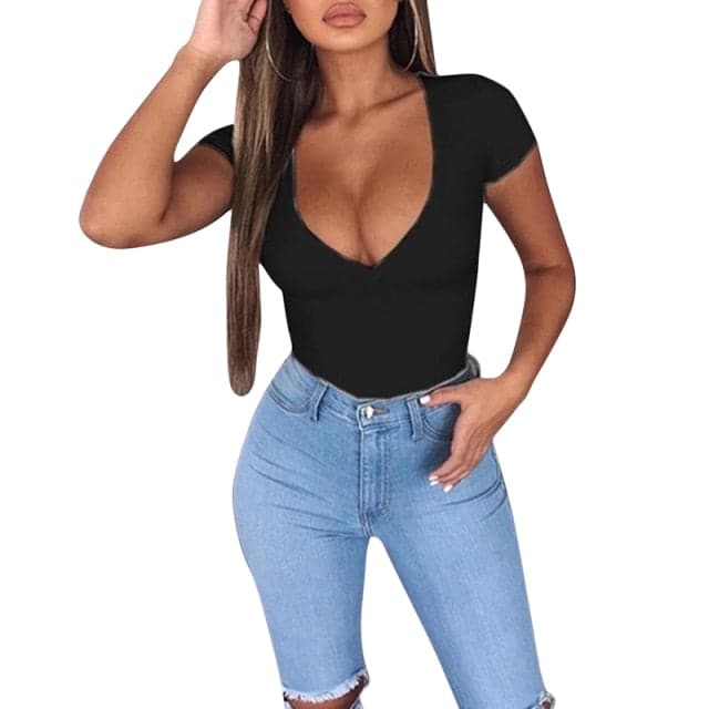 Fashion  Casual Solid Color Bodysuits