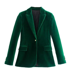 Long Sleeve Velvet Casual Button Blazer