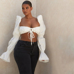 Fashion  Flared Sleeve Neckline T-shirt
