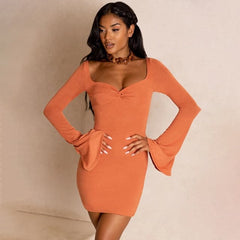 Spring Summer Flare Sleeve  Bodycon Bandage Dress