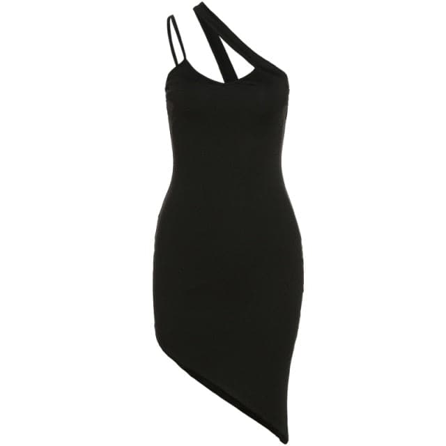 Irregular Bodycon Dress Solid Color Sleeveless Stretch Backless  Skinny Party Clubwear Female Summer Dress
