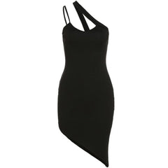 Irregular Bodycon Dress Solid Color Sleeveless Stretch Backless  Skinny Party Clubwear Female Summer Dress