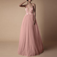 Lace Floral Coral Backless Dress