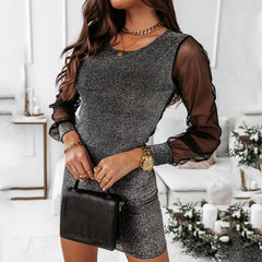 Year  Sequin Dress For Party Bling Black Bandage Mini Spring Autumn Lady Dating Dinner Dresses