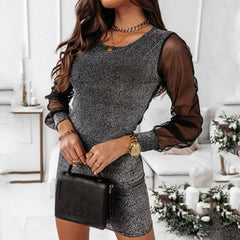 Year  Sequin Dress For Party Bling Black Bandage Mini Spring Autumn Lady Dating Dinner Dresses