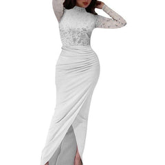 Spring Deep O-neck Mesh Stitching Bodycon Dress