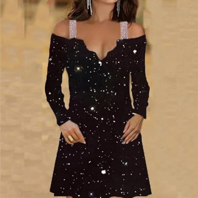 Summer  Shiny Rhinestone Lace Elegant Dress