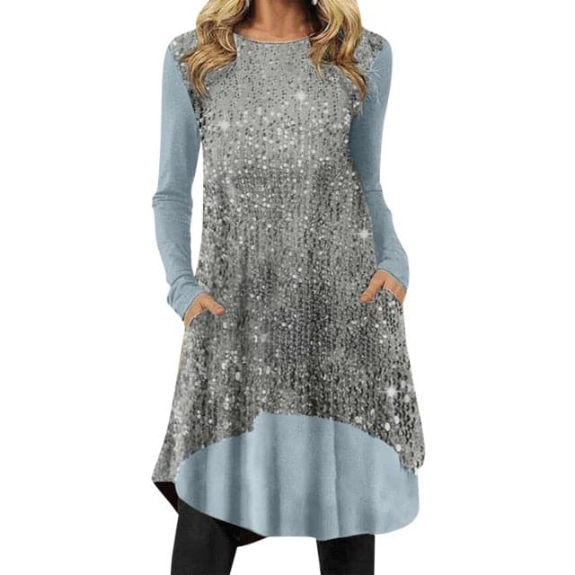 Fashion Sequine Shirt Dress