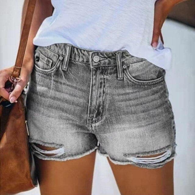 Women's Black Blue Gary Casual Stretch Pockets Denim Shorts Frayed Edge Ripped Hot Shorts New Jeans Casual Y2k Cloth