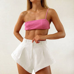 High Waist Wide Leg Shorts Solid Hot Shorts Summer Fashion Chic High Cut Flare Shorts