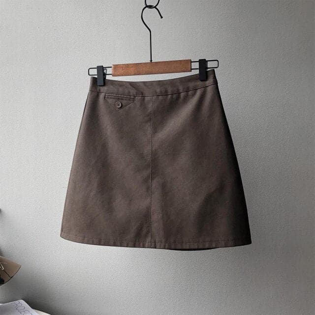 Frosted PU Leather Short Skirt Autumn New Korean Style High Waist Thin Temperament Short Skirt