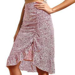 Women's Floral High Boot Summer Season Beach Bag Hip Floral Skirt