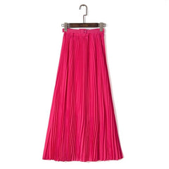 Womens High Waist Bohemian Pleated Maxi Skirts