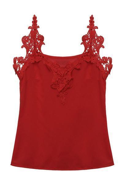 Lace Crochet Spaghetti Strap V neck Sexy Chiffon Tank Tops