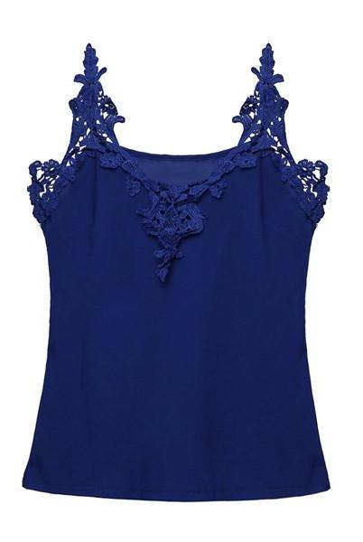 Lace Crochet Spaghetti Strap V neck Sexy Chiffon Tank Tops