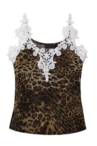 Lace Crochet Spaghetti Strap V neck Sexy Chiffon Tank Tops