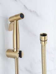 Bidet Toilet Sprayer Set-Handheld Bidet Sprayer Kit-Bathroom Hand Shower for Muslim Self Cleaning-Premium Stainless Steel Baby Cloth Diaper Sprayer Combo in Washroom Gold