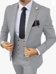 Black Yellow Red Men's Wedding Suits 3 Piece Solid Colored Standard Fit Single Breasted One-button