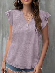 Blouse Pure Color Solid / Plain Color Basic V Neck Bell Sleeves Summer Black White Light Purple for Women
