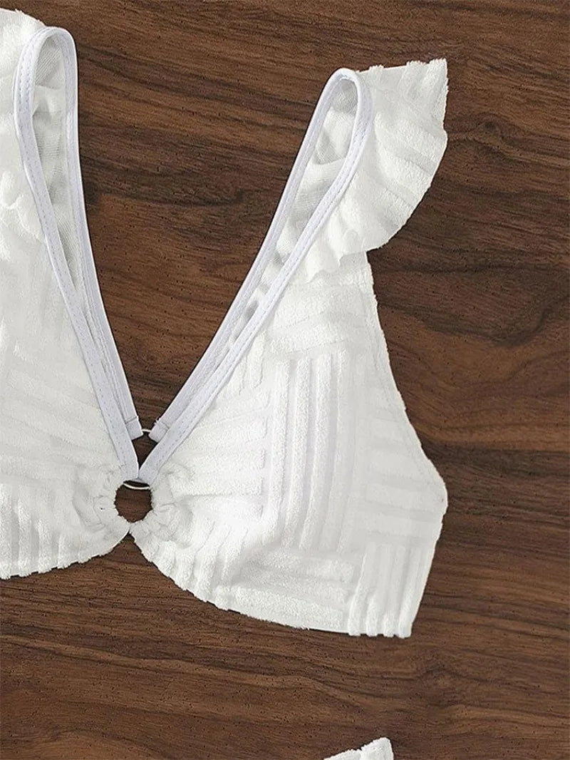 White Ruffles Push-Up Bikini Set