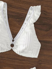 White Ruffles Push-Up Bikini Set