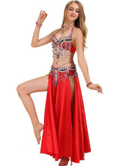 Belly Dance Dress Crystals / Rhinestones Paillette Women's Training Performance Sleeveless Dropped Polyester