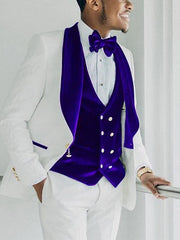 Black Red Burgundy Men's Wedding Tuxedos 3 Piece Shawl Collar Solid Colored Standard Fit Single Breasted One-button