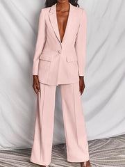Blazer Office Suit Pants Sets Dress Pants Business Black Yellow Office Daily Solid Color Shirt Collar S M L XL XXL for Women