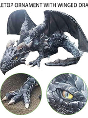 Big Squatting Dragon Sculpture, Resin Gothic Dragon Statue, Handicraft, Outdoor Decoration