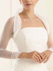 Bridal Tulle Bolero Stretch Glitter Tulle Bolero Silver Crystal Stones Long Sleeve Bridal Bolero Wedding Shrug Bridal Cover up Shawl