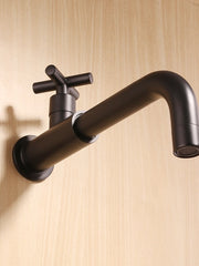 Bathroom Faucet Single Handle Matte Black Wall Installation One Hole Standard Spout Zinc Alloy Bathroom Faucet with Cold Water Only