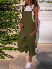 Black Jumpsuit for Women Overall Pocket Solid Color U Neck Streetwear Daily Vacation Regular Fit Strap Wine Army Green S M L Summer