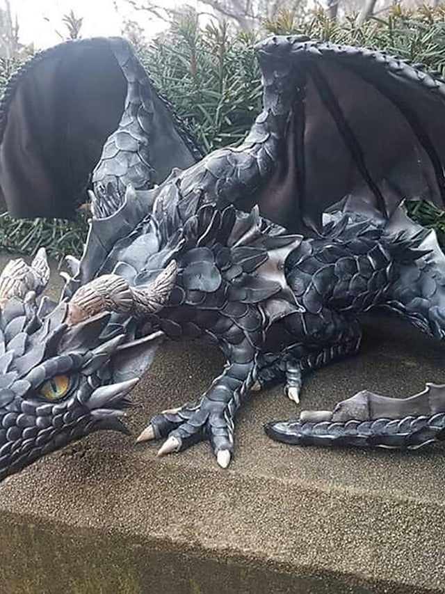 Big Squatting Dragon Sculpture, Resin Gothic Dragon Statue, Handicraft, Outdoor Decoration