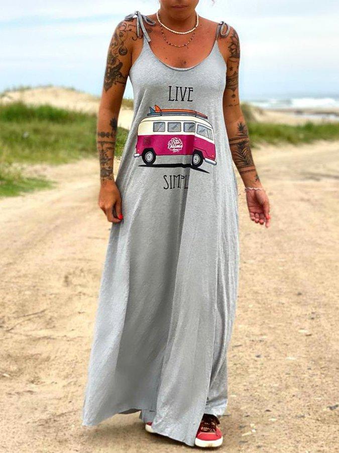 Gray Sleeveless Swing Spaghetti Dresses