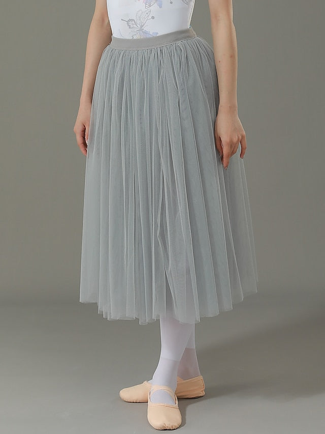 Breathable Ballet Skirts Ballroom Solid Tulle Women's Training Performance High Polyester Chiffon