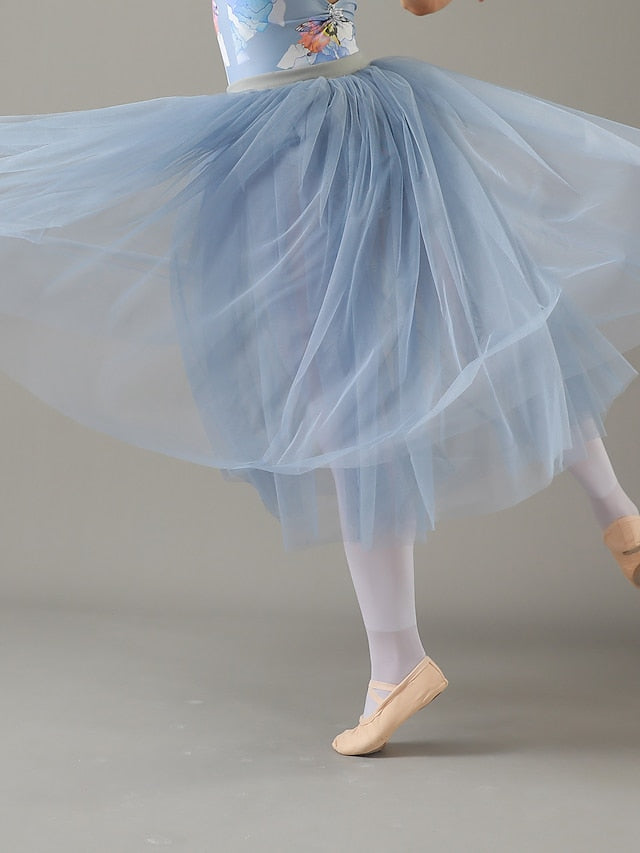 Breathable Ballet Skirts Ballroom Solid Tulle Women's Training Performance High Polyester Chiffon