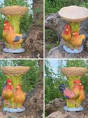 Bird Baths for Outdoors, Polyresin Animal Shape Bird Bath with Brown Pedestal, Handmade Wild Bird Feeder and Bird Bath Bowl, Garden Statue and Figurine for Outdoor, Garden, Lawn Yard Decorations