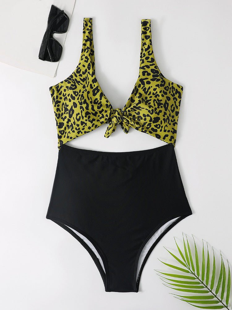 Bikinis Leopard Print High Waist One Piece Swimsuit for Women