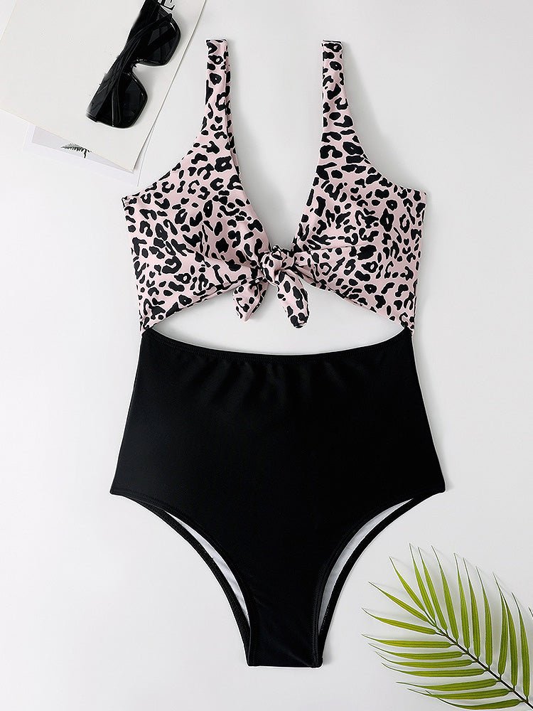 Bikinis Leopard Print High Waist One Piece Swimsuit for Women