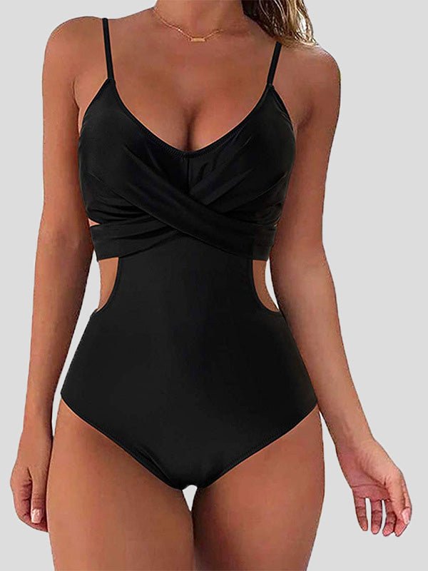 Bikinis Printed Hollow Bare Back One Piece Swimsuit for Women