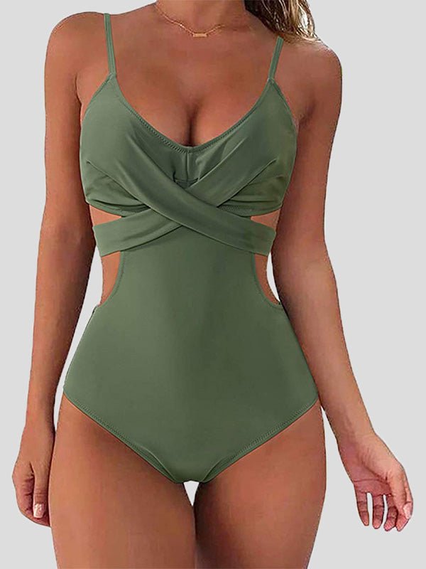 Bikinis Printed Hollow Bare Back One Piece Swimsuit for Women